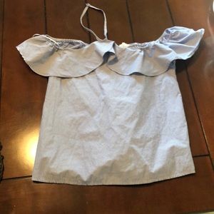 Blue striped off the shoulder top